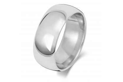 9ct White Gold Court 8mm Medium Weight Band